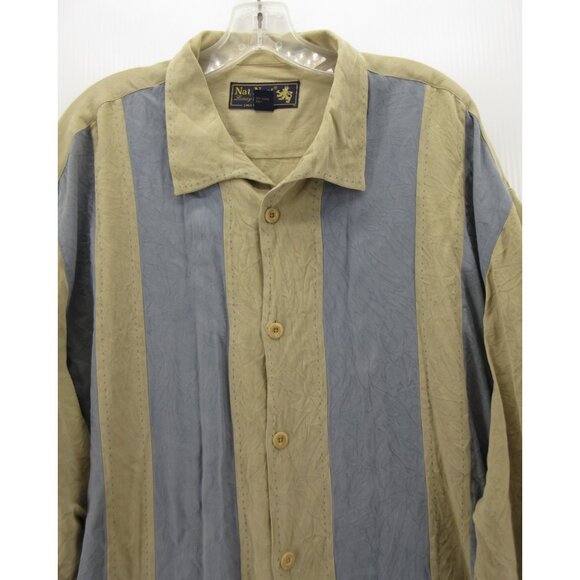 Nat Nast Shirt XL Blue Luxury Silk Button Up Original Resort Wear Y2K* - Picture 2 of 11